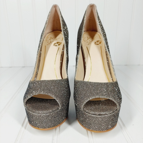 NEW COLIN STUART Glittery Open Toe Heels C879 - Picture 4 of 11